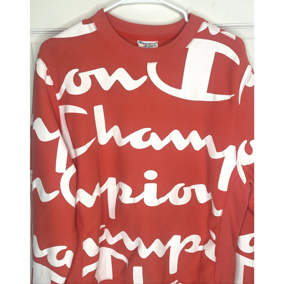 Champion Men's Reverse Weave Sweatshirt Sz M All Over Print Logo Streetwear - Picture 2 of 16